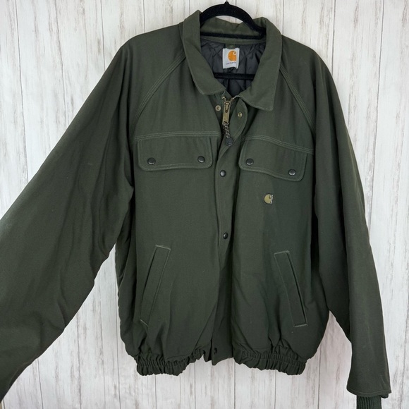 Carhartt Green Canvas Bomber jacket LIKE NEW - Picture 1 of 7